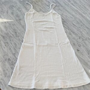 Brandy Melville Cotton White Ribbed Knit Slip Dress. One size